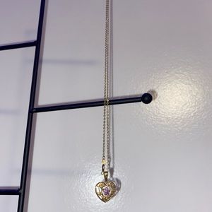 heart necklace with purple flower